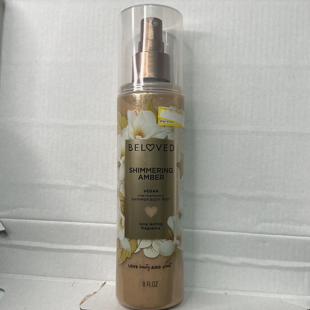Beloved Shimmering Amber Vegan Fine Fragrance Shimmer Body Mist 8 Fl Oz Lasting